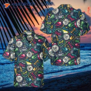 Drink Craft Beer In A Hawaiian Shirt With Bottle Cap Patterns – The Best Gift For Lovers!
