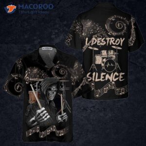 drum i destroy silence hawaiian shirt drummer skull best gift for dummers 0