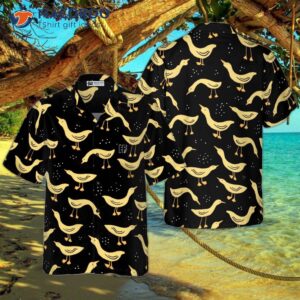 Duck In Darkness ‘s Black And Yellow Banana Pattern Hawaiian Shirt