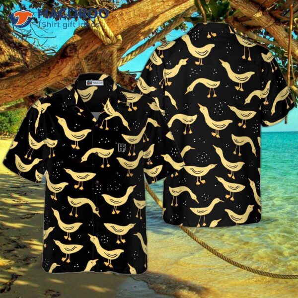 Duck In Darkness ‘s Black And Yellow Banana Pattern Hawaiian Shirt