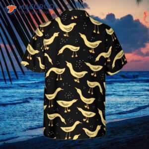 duck in darkness s black and yellow banana pattern hawaiian shirt 1