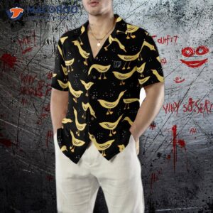 duck in darkness s black and yellow banana pattern hawaiian shirt 3