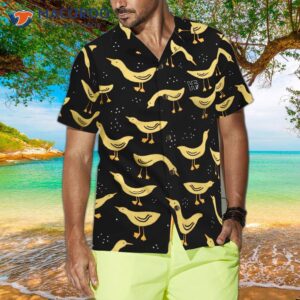 duck in darkness s black and yellow banana pattern hawaiian shirt 4
