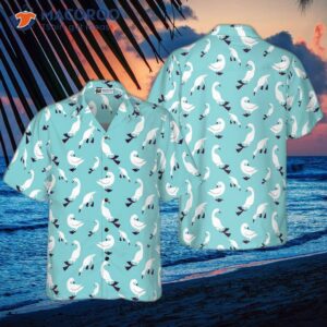 ducks in blue hawaiian shirts 0