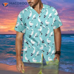 ducks in blue hawaiian shirts 1