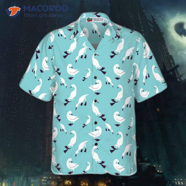 Ducks In Blue Hawaiian Shirts