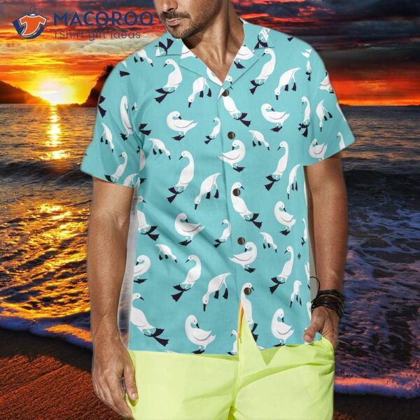 Ducks In Blue Hawaiian Shirts