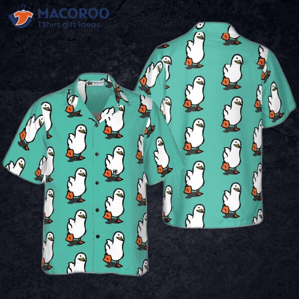 Ducks Wearing Tiffany Blue Hawaiian Shirts