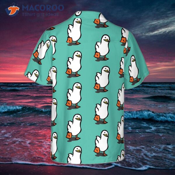 Ducks Wearing Tiffany Blue Hawaiian Shirts