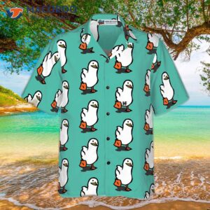 ducks wearing tiffany blue hawaiian shirts 2