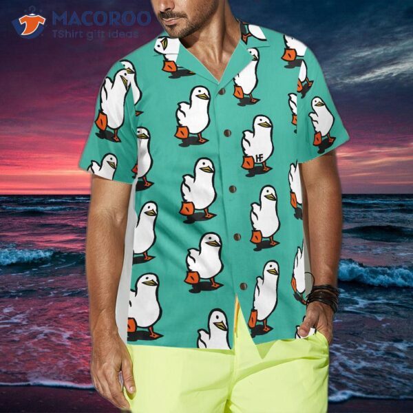 Ducks Wearing Tiffany Blue Hawaiian Shirts