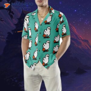 ducks wearing tiffany blue hawaiian shirts 4