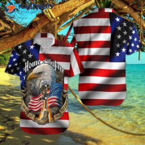 eagle american flag home of the free hawaiian shirts 0