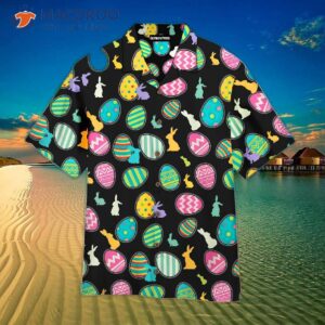 Easter Day Bunny Pattern Black, Pink, And Blue Hawaiian Shirts