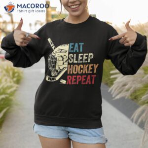 eat sleep hockey repeat kids adult ice retro vintage shirt sweatshirt 1