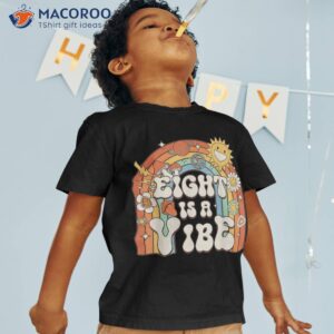 Eight Is A Vibe 8th Birthday 8 Years Old Retro Groovy Shirt