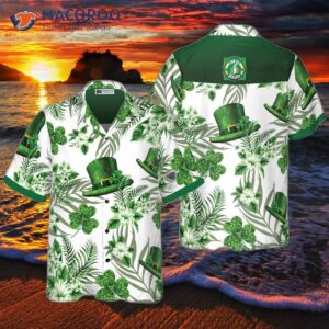 erin go bragh ireland green hat and shamrock pattern hawaiian shirt 0