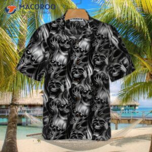 evil skull tattoo hawaiian shirt horror shirt black for and 2
