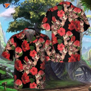 exotic hibiscus and tropical plants hawaiian shirt unique red print shirt 0