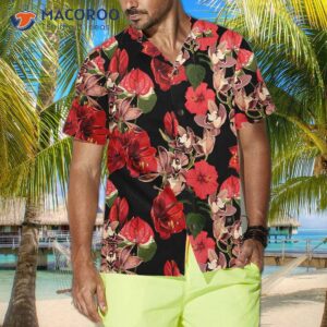 exotic hibiscus and tropical plants hawaiian shirt unique red print shirt 3