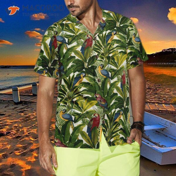 Exotic Parrots, Tropical Leaves, And A Hawaiian Shirt.