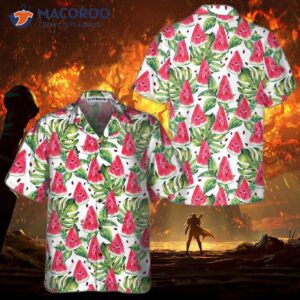 exotic summer watermelon hawaiian shirt tropical leaves and print shirt 0