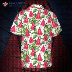 exotic summer watermelon hawaiian shirt tropical leaves and print shirt 1