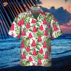 exotic summer watermelon hawaiian shirt tropical leaves and print shirt 2