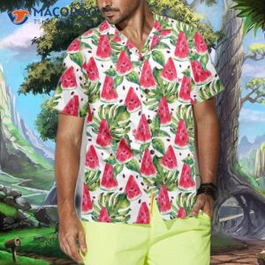 exotic summer watermelon hawaiian shirt tropical leaves and print shirt 3