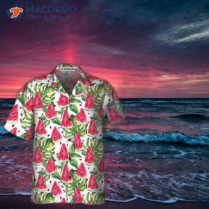 exotic summer watermelon hawaiian shirt tropical leaves and print shirt 4