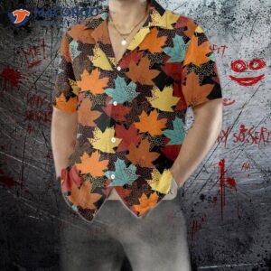 fall maple leaf black hawaiian shirt autumn thanksgiving unique gift for day 0