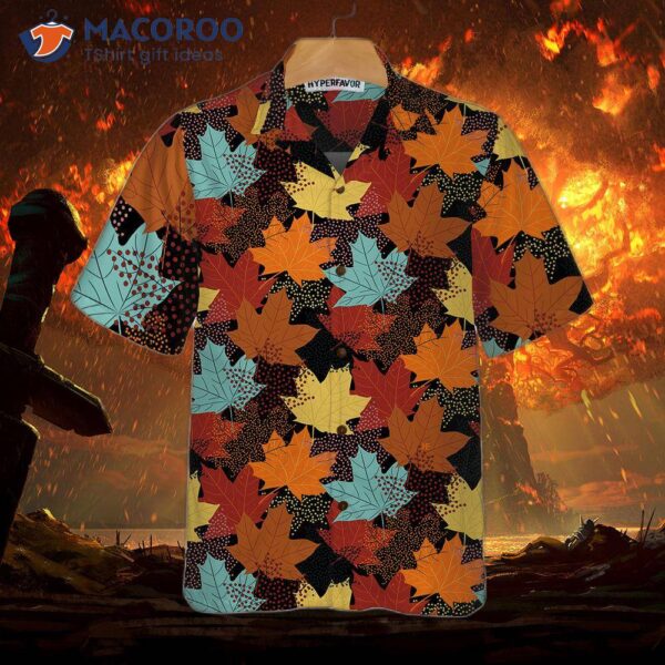 Fall Maple Leaf Black Hawaiian Shirt, Autumn Thanksgiving Unique Gift For Day