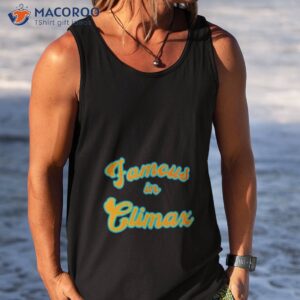 famous in climax blue orange shirt tank top