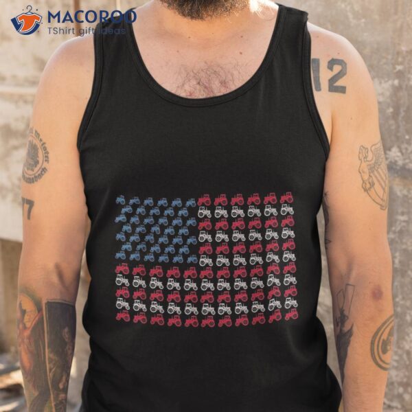 Farmer Tractors Arrange Into American Flag 4th Of July Shirt