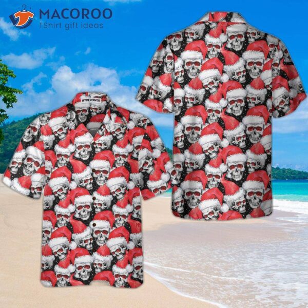 Fashionable Christmas Skulls Hawaiian Shirt, Cool Shirt