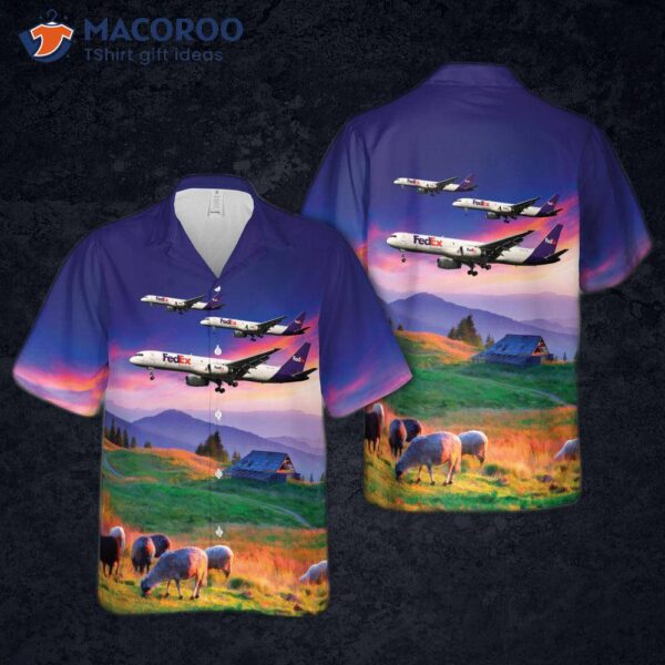 Fedex Express Boeing 757 Jger Hawaiian Shirt