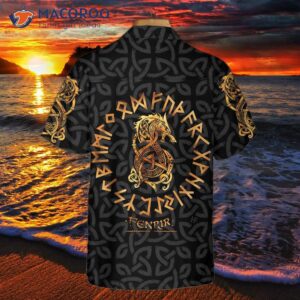 Fenrir Wolf Celtic Warrior Viking Hawaiian Shirt, Norse Mythology Shirt