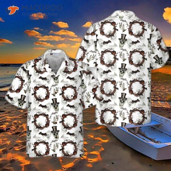 Festive Halloween-themed Gentleman Skull Hawaiian Shirt