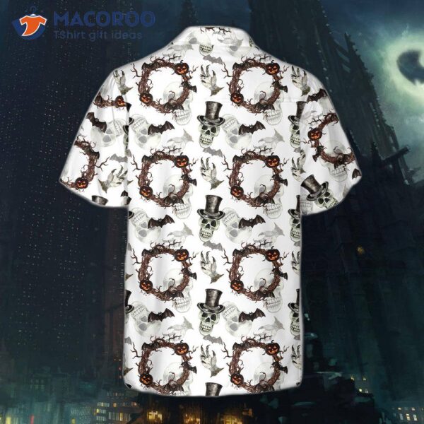 Festive Halloween-themed Gentleman Skull Hawaiian Shirt