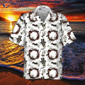 festive halloween themed gentleman skull hawaiian shirt 2