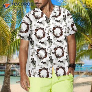 festive halloween themed gentleman skull hawaiian shirt 4