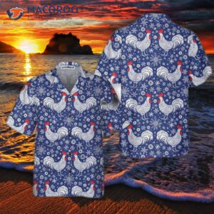 festive winter rooster hawaiian shirt unique chicken shirt for amp 0