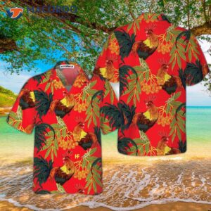 fiery red rooster hawaiian shirt unique chicken shirt for amp 0