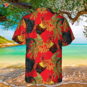 fiery red rooster hawaiian shirt unique chicken shirt for amp 1