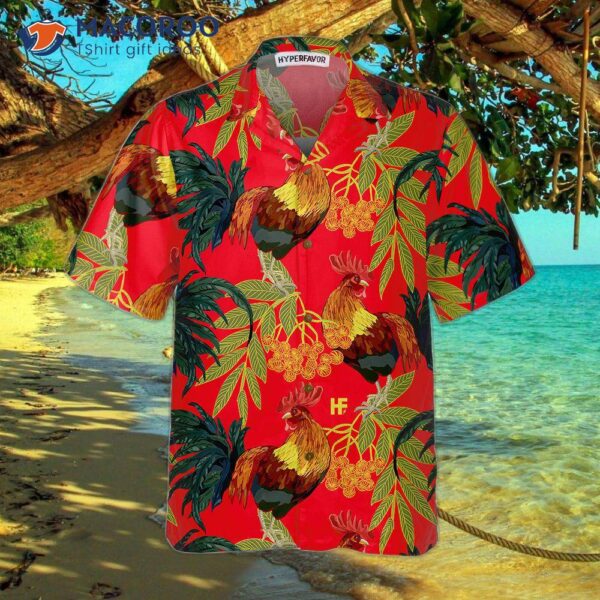 Fiery Red Rooster Hawaiian Shirt, Unique Chicken Shirt For &