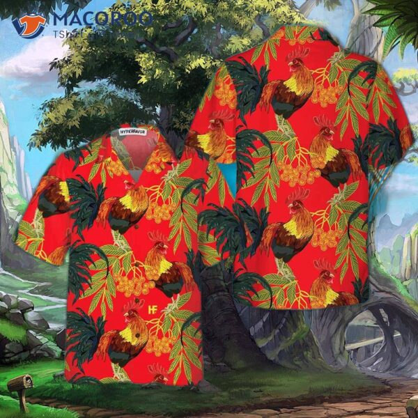 Fiery Red Rooster Hawaiian Shirt, Unique Chicken Shirt For &