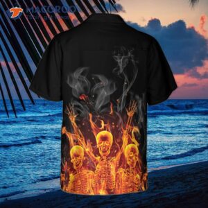 fire skeletons night party hawaiian shirt 1