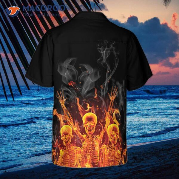 Fire Skeletons Night Party Hawaiian Shirt