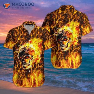 Fire Skull Red Hawaiian Shirts