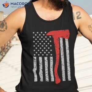 firefighter american flag axe thin red line patriot shirt tank top 3